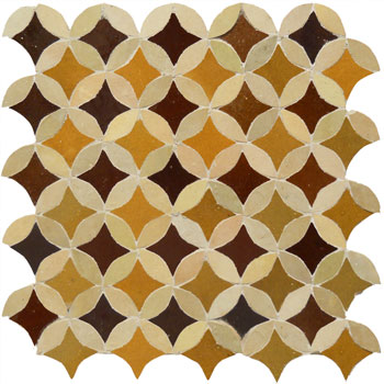 Mosaic House Moroccan tile Fleurs C OG 19-8-11 Ochre,   Beige,   Brown,    solid zellige, mosaic, zellij, field, pattern, glaze, circles, classic 